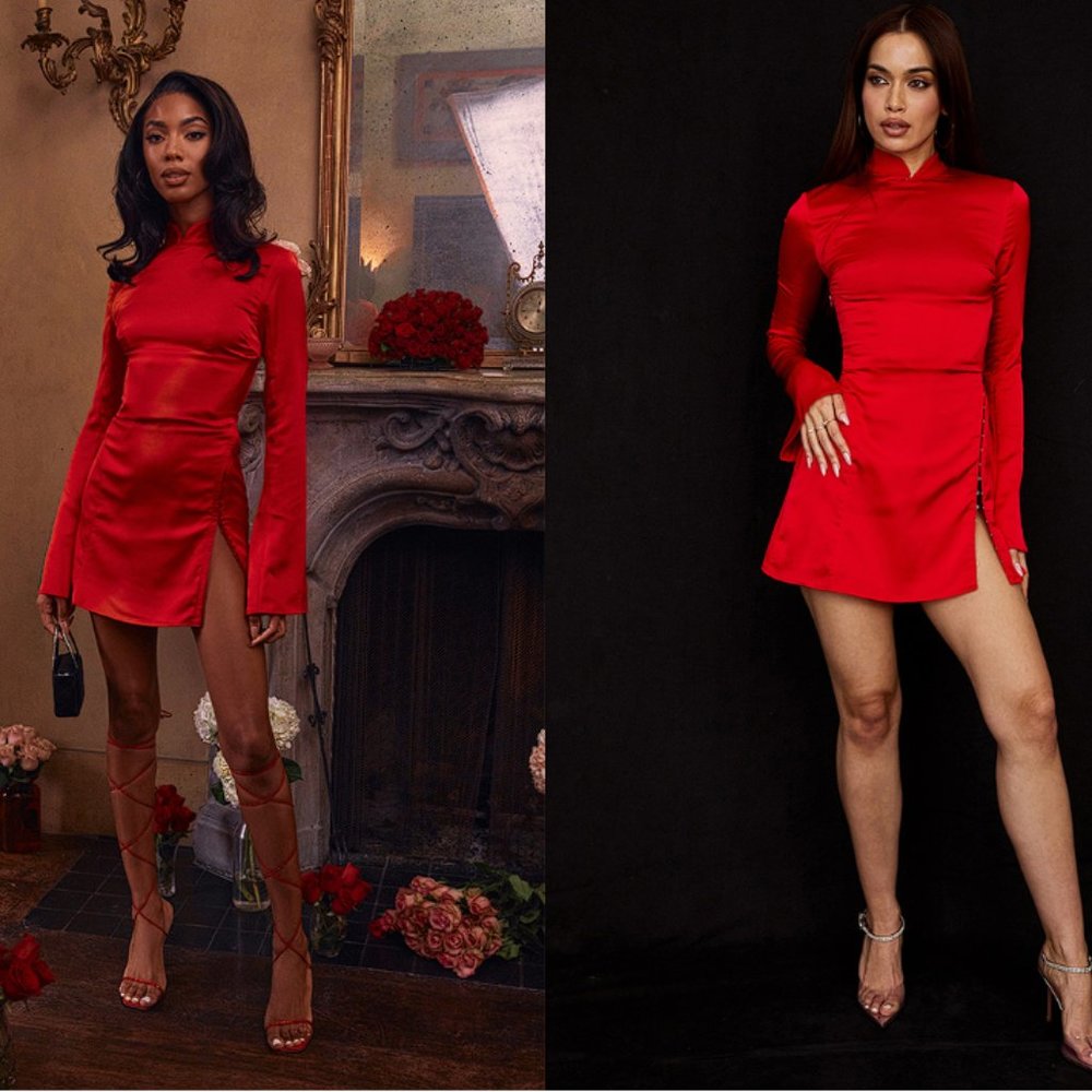 HOUSE OF CB 'Alyssa' Scarlet Satin Mini Dress NWOT